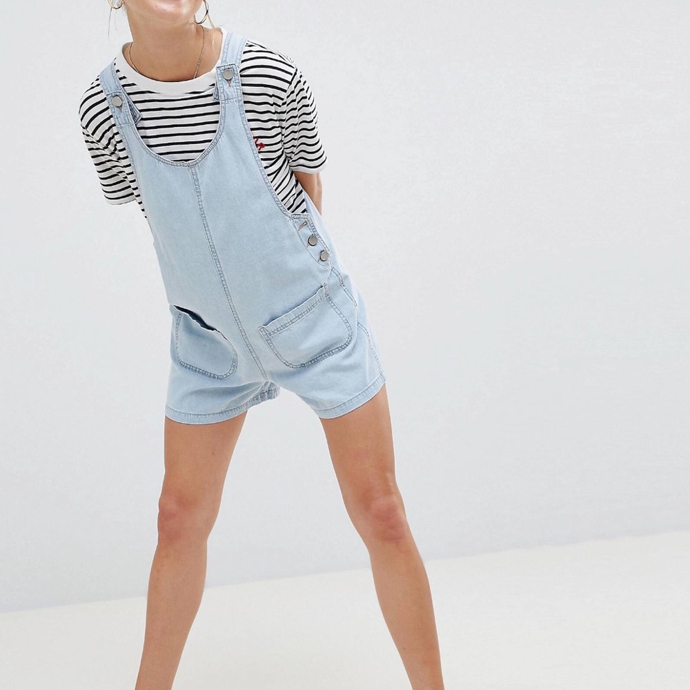 ASOS DENIM ROMPER OVERALL SHORTS